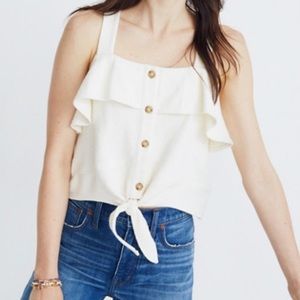 Madewell Texture & Thread Ruffle Tie-Front Tank